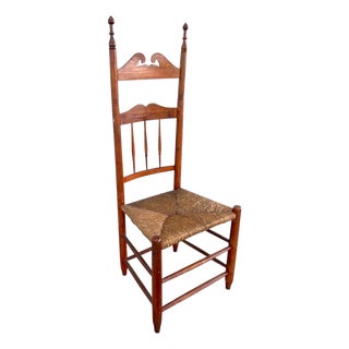 19th Century New England Rush Seat Ladder Back Chair For Sale