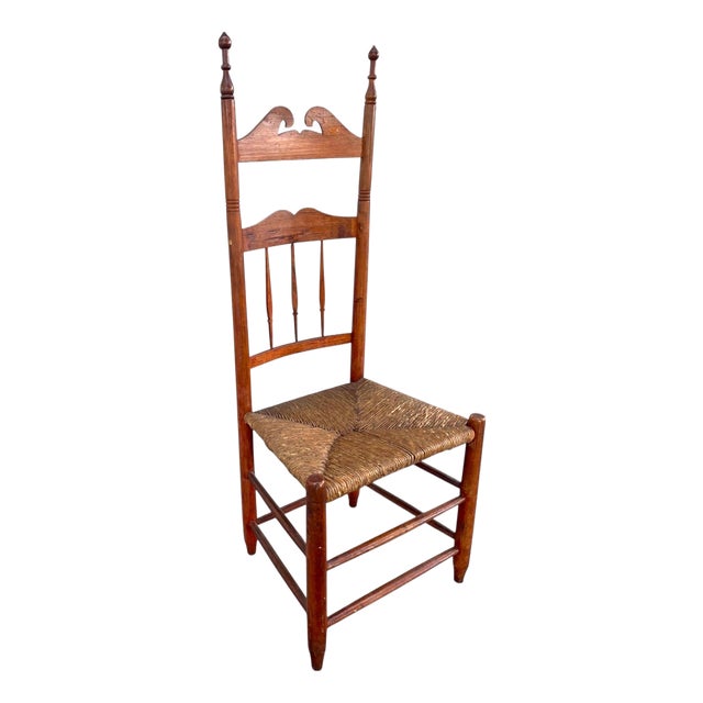 19th Century New England Rush Seat Ladder Back Chair For Sale