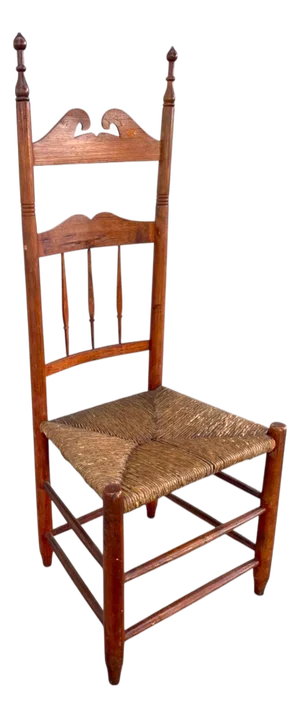 19th Century New England Rush Seat Ladder Back Chair