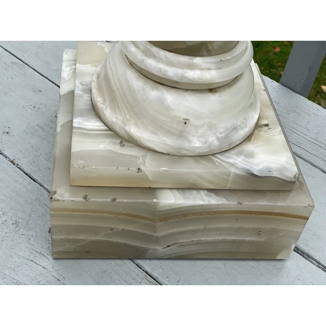 Antique Victorian - Art Deco Era Alabaster Rotating Stone Pedestal Fern Stand For Sale - Image 10 of 16