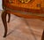 1930s Pair French Louis XV Walnut Satinwood Inlay & Marble Top Nightstands / Small Commodes For Sale - Image 6 of 18
