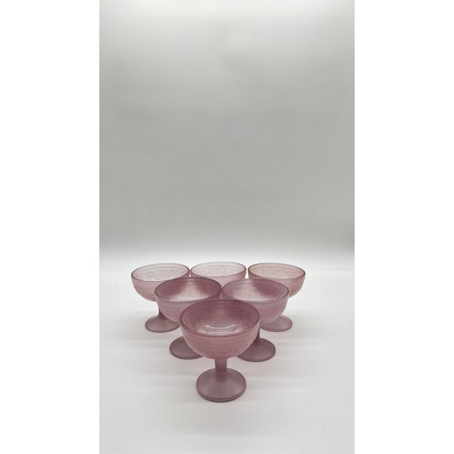 Vintage Art Deco Pink Glass Fruit Bowls, 1950s, Set of 6 For Sale - Image 6 of 7