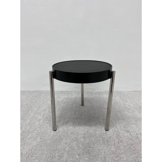 Modern Brighella Black Leather and Chrome Side Table for Zanotta, Historical Archive For Sale - Image 3 of 13