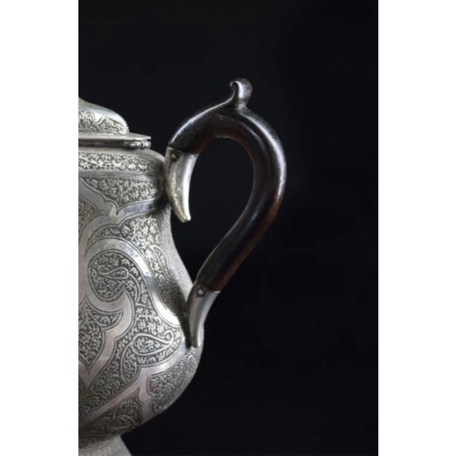 Large 1950s Engraved Sterling Silver Teapot With Wood Handle, 766 G For Sale - Image 4 of 5