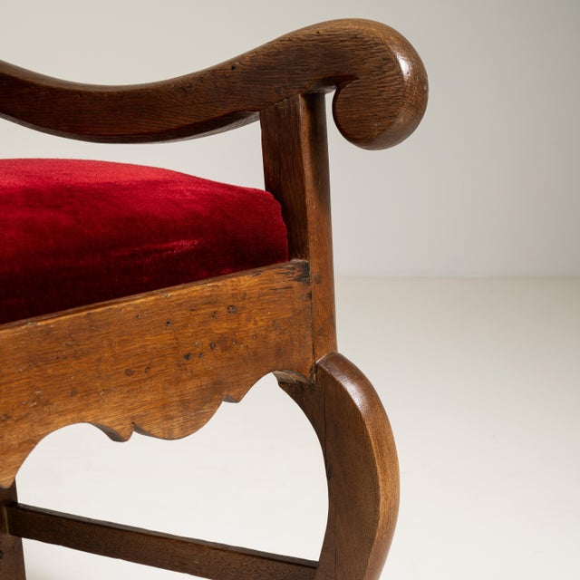 Voltaire Oak Armchair with Velvet Upholstery, Antique, France, 19th Century For Sale - Image 10 of 12