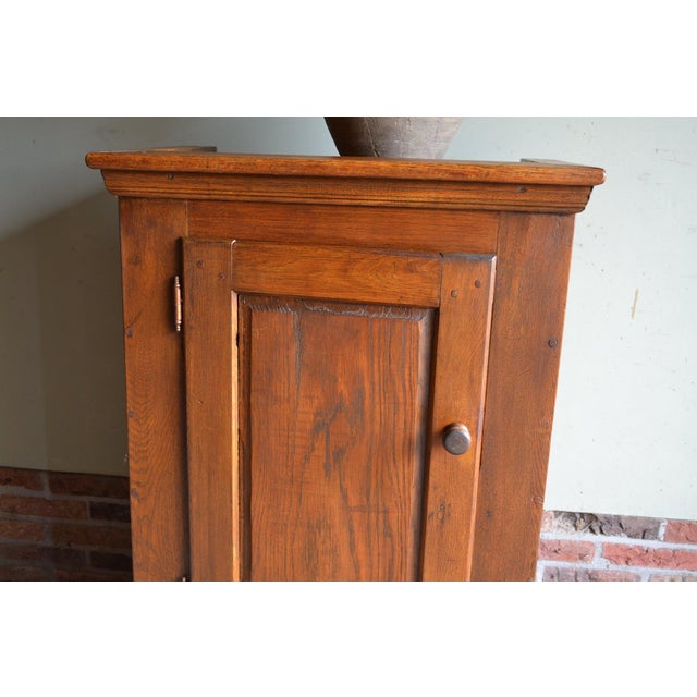 Antique Oak Wooden Spinde Cabinet For Sale - Image 3 of 10