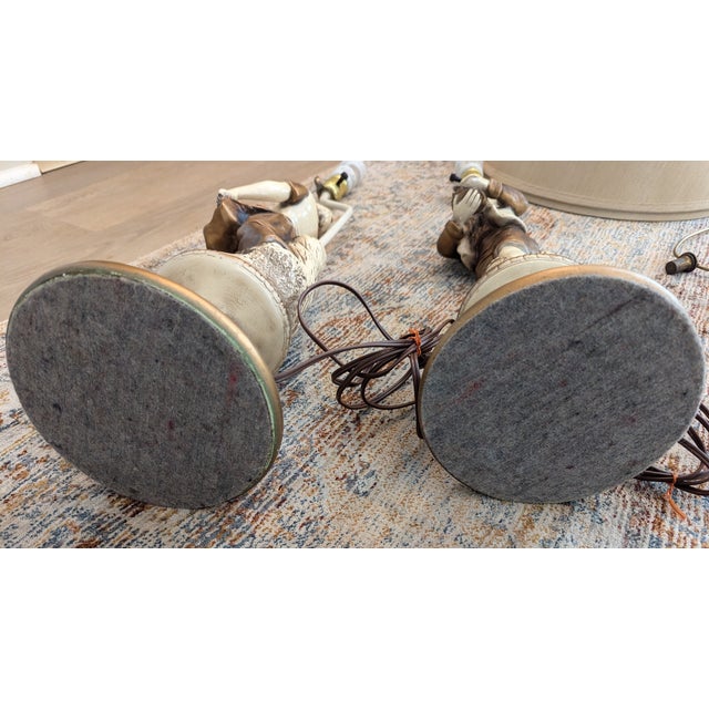 Mid 20th Century French Figurative Lamp Boy Girl Peasants Chalkware - a Pair For Sale - Image 9 of 13