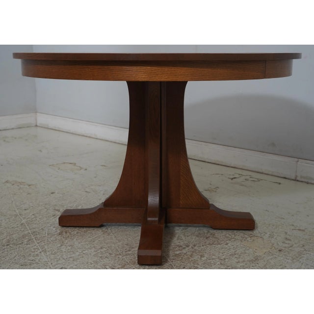 Mission Stickley Round Mission Oak Dining Room Table For Sale - Image 3 of 18