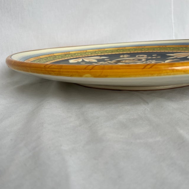 1990s Large Italian Hand Painted Round Ceramic Wall Plate For Sale - Image 4 of 12