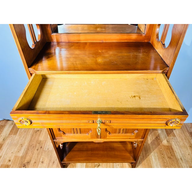 Art Nouveau Walnut Veneered Cabinet with Mirror Top from Nic. Eckel Kaiserslautern, 1890s For Sale - Image 15 of 18