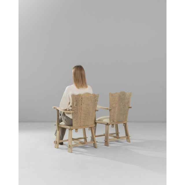 Wood 1970s French Carved Oak Armchairs With Upholstered Seats - A Pair For Sale - Image 7 of 18