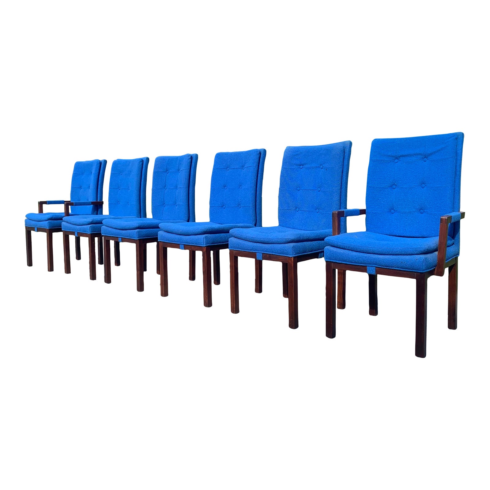 Dillingham B Collection Arthur Umanoff 70s Cobalt Upholstered Walnut