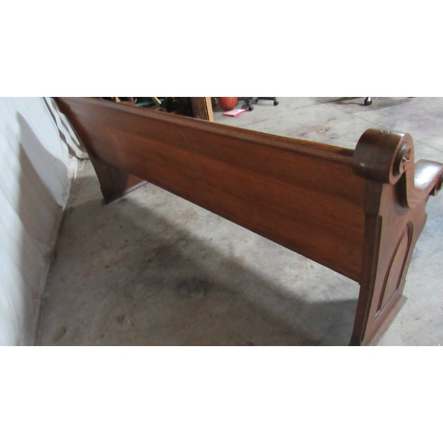 Brown 1980s Amazing Oak Church Pew Bench All Carved For Sale - Image 8 of 12