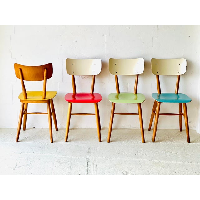 Wood Vintage Dining Chairs from Ton, 1950, Set of 4 For Sale - Image 7 of 18