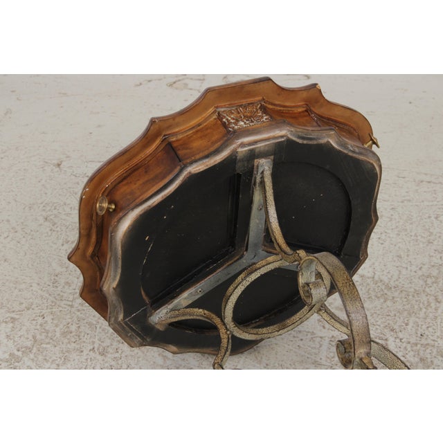 Leather Top Wrought Iron Base Mahogany Side Table For Sale - Image 14 of 14