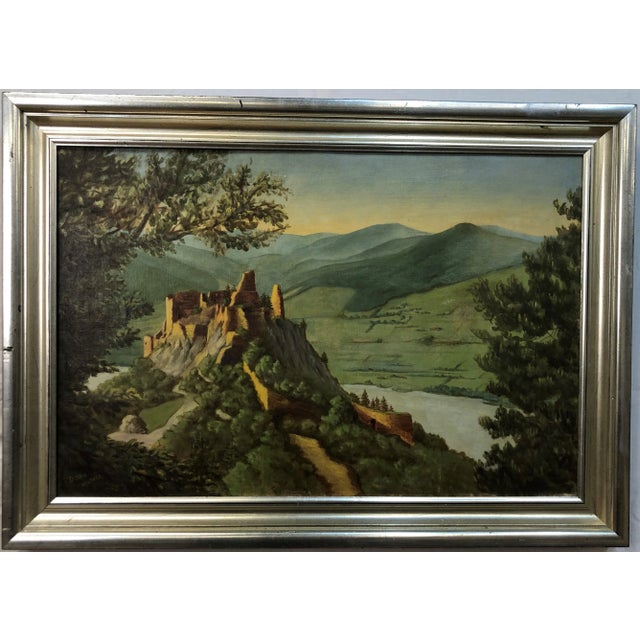 Impressionist Late 19th Century The Fortress Original Oil on Canvas Signed on the Bottom, Framed For Sale - Image 3 of 3