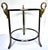 Hollywood regency style accent table by the Design Institute of America. Brushed steel frame with curved legs accented...