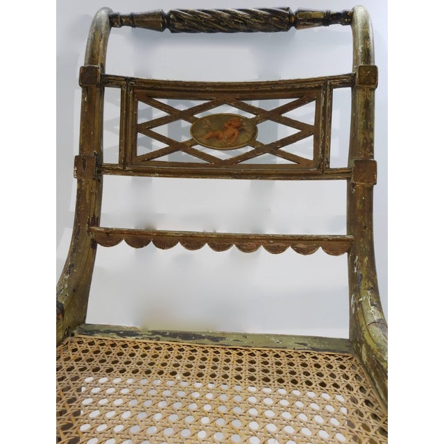 French Cane Bottom Side Chair With Hand-Painted Cherub For Sale - Image 4 of 11
