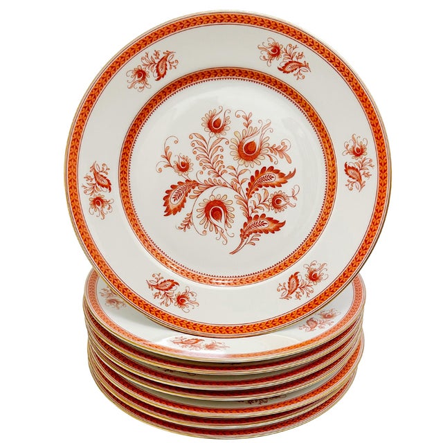 Hutschenreuther China Antique Hutschenreuther Bavaria Dinner Service for 8 Rust Floral & Encrusted Gold – 28-Piece Set For Sale - Image 4 of 16
