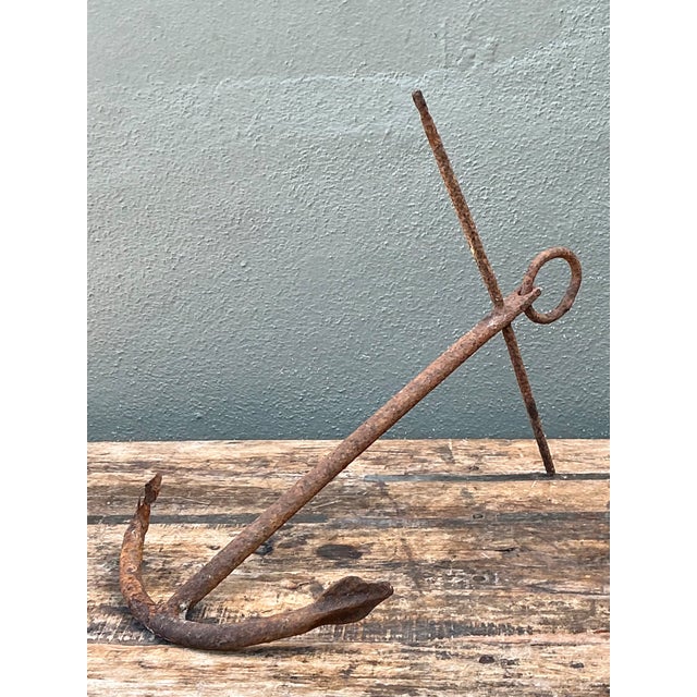 Vintage Weathered Iron Nautical Anchor For Sale - Image 9 of 12