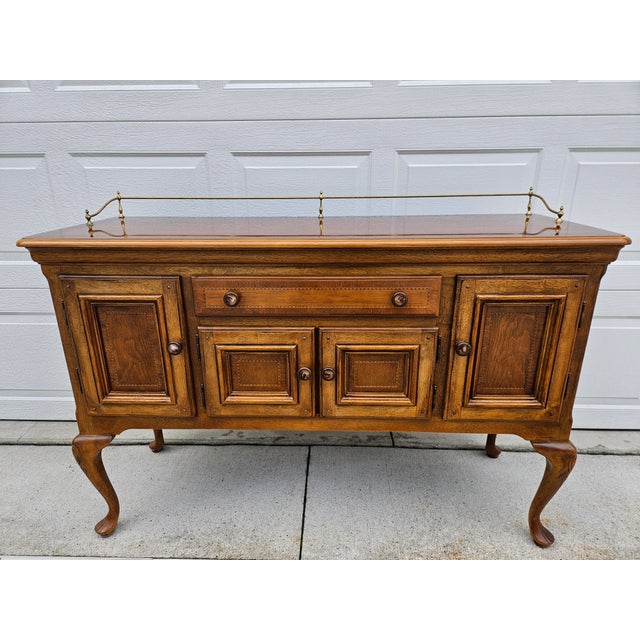 Alexander Julian Mahogany Sideboard Buffet With Brass Rail For Sale - Image 9 of 14