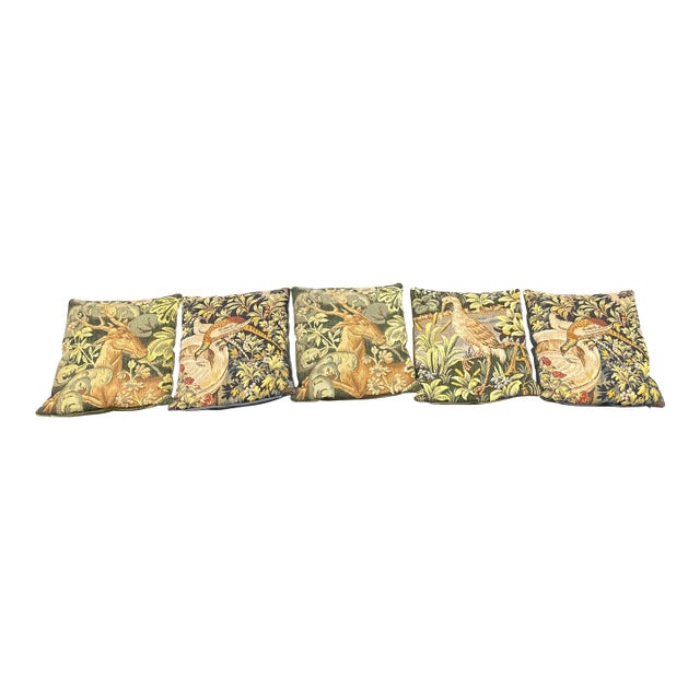 French “Verdure” Needlepoint-Style Tapestry-Woven Pillows, Set of Five For Sale