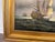 Green Vintage Maritime Seascape Oil Painting With Dutch Ships Nautical Naval Art For Sale - Image 8 of 9