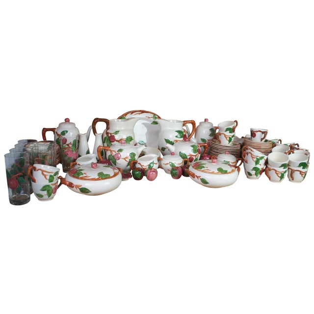 This vintage china set in the apple pattern by Franciscan has doubles of many pieces suitable for large gatherings....