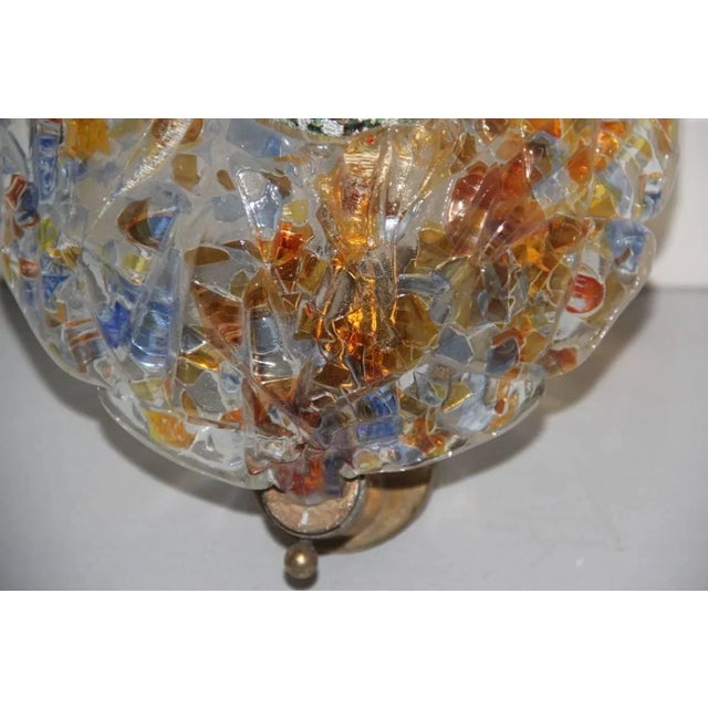 Murano Art Glass & Brass Wall Sconce, 1950s For Sale - Image 3 of 8