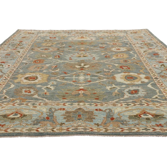 Contemporary Blue Persian Sultanabad Rug - 08'02 X 10'0 For Sale - Image 3 of 9