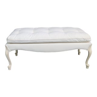 French Style Painted and Upholstered Ottoman For Sale