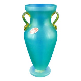 Murano Blown Glass Amphora Vase by Barbini, 1950s For Sale