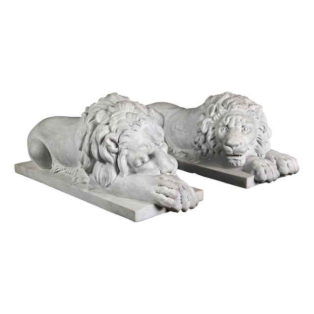 Danilo Cervietti after Canova, Lions, Late 20th Century, Marble, Set of 2 For Sale