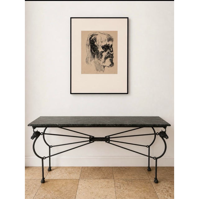 Mid-Century Modern Leonard Baskin Artist Proof Portrait Etching, Signed, Framed 27” X 33 For Sale - Image 3 of 8