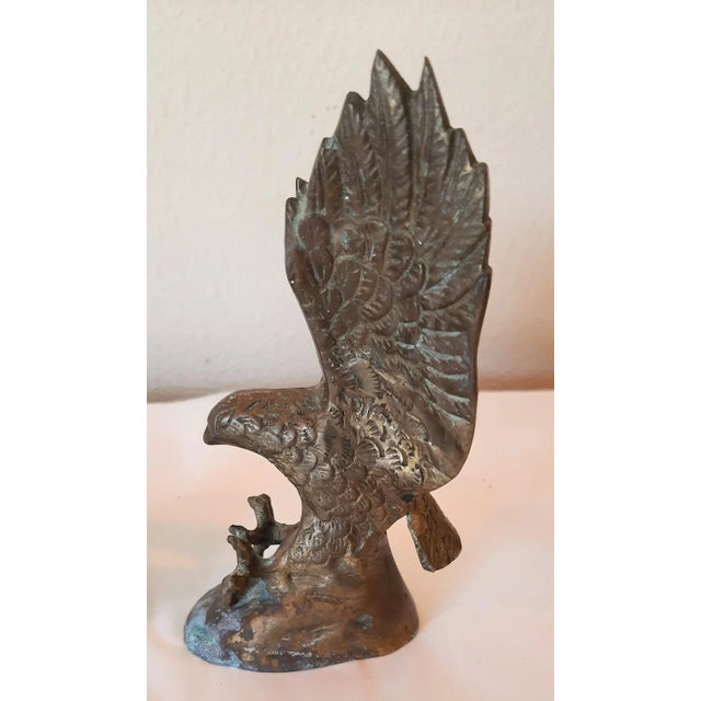Brass Vintage Brass Eagle Bird Bookends Usa America For Sale - Image 8 of 12