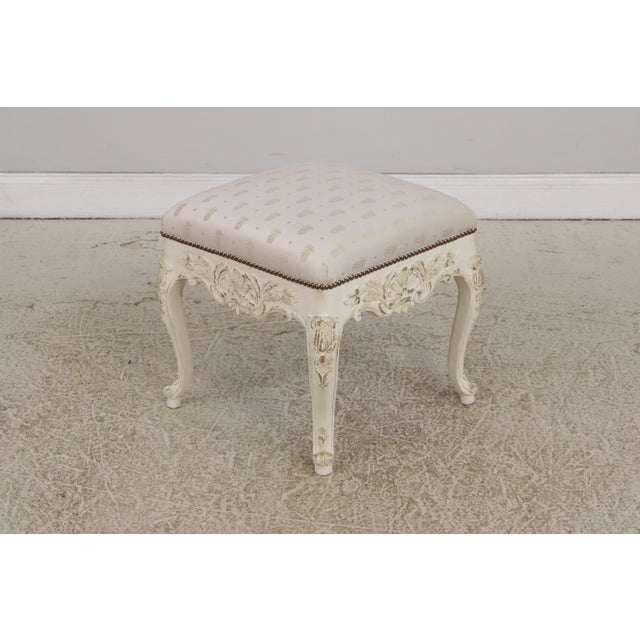 1990s French Style Square Paint Decorated Ottoman or Stool For Sale - Image 5 of 13