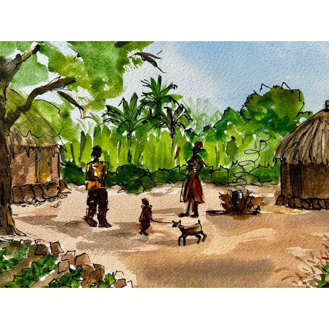 Illustration Original Watercolor Ink and Wash Painting South Sudan Family in 2024 For Sale - Image 3 of 8