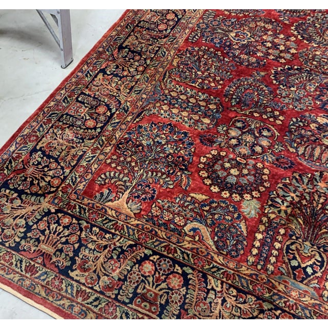 Persian 1920s, Handmade Antique Persian Sarouk Rug 9.1' X 11.6' For Sale - Image 3 of 10