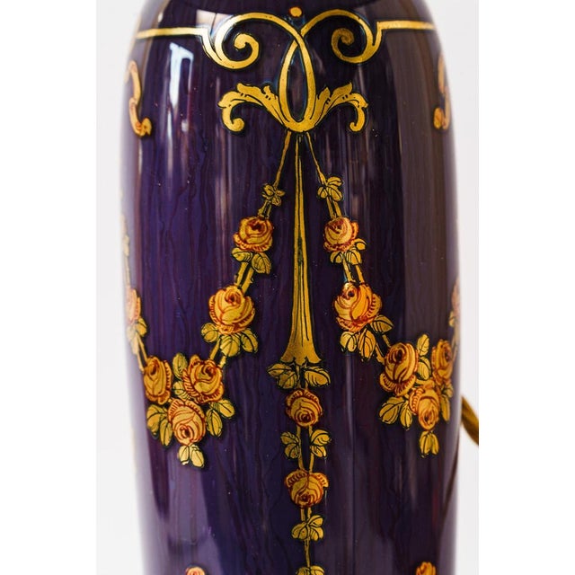 Metal Art Deco Glass Table Lamp with Fabric Shade, 1920s For Sale - Image 7 of 14