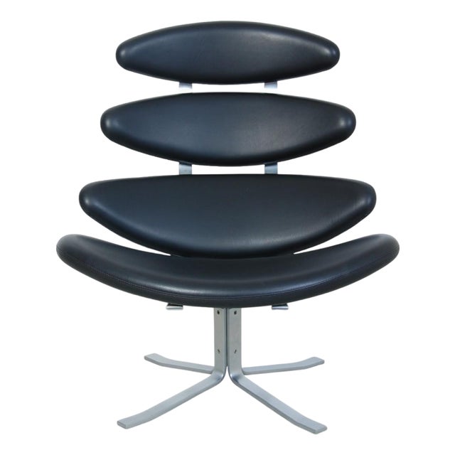 Vintage Corona Chair in Black Leather by Erik Jørgensen, 2020 For Sale