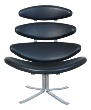Vintage Corona Chair in Black Leather by Erik Jørgensen, 2020