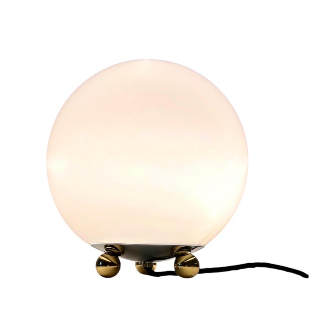 Art Deco Ball Table Lamp Made of Opal Glass by Tecnolumen, Mod. AD32 Light For Sale - Image 9 of 9