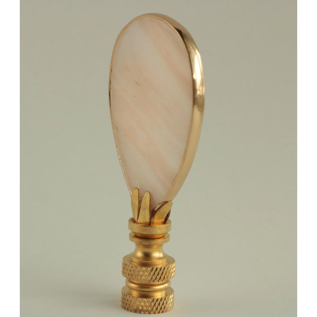 Rose Quartz Pink & Gold Lamp Finial on Brass For Sale - Image 4 of 5