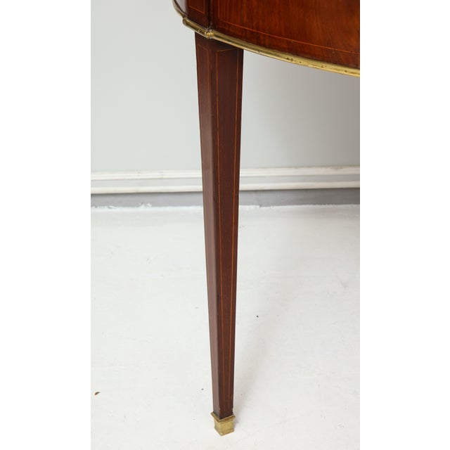 Wood Antique French Mahogany Oval Marble-Top Bouillote Table on Tapered Legs For Sale - Image 7 of 12