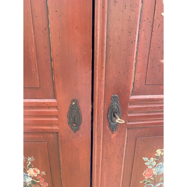 2010s Painted Wardrobe With Floral Bouquet Detailing For Sale - Image 5 of 8