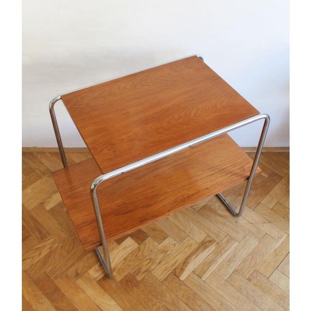 Contemporary Modernist Tubular Steel Side Table in the style of Marcel Breuer for Kovona, 1920s For Sale - Image 3 of 15