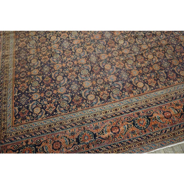 Navy Blue 1850s Blue Navy Floral Antique Persian Herati Rug 8'6'' X 22'6'' Handknotted Wool Carpet For Sale - Image 8 of 14