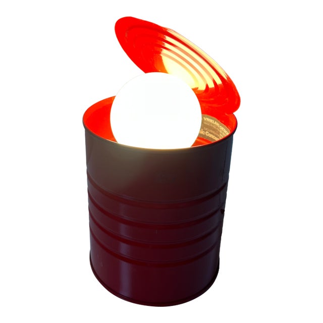 1980s Vrieland Vintage Tin Can Lamp Red For Sale