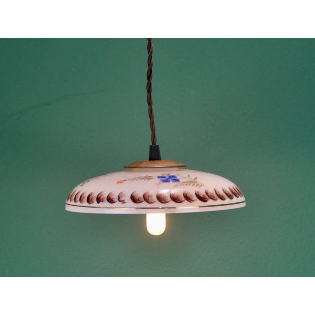 Hand-Painted Glass Lamp, 1940s For Sale - Image 6 of 9