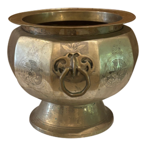 Antique 19th Century Chinese Brass Two-Handled Jardiniere - #1 of 2 Available